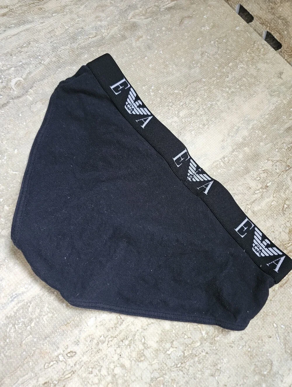 Emporio Armani Black Briefs with Contrast Logo Waistband